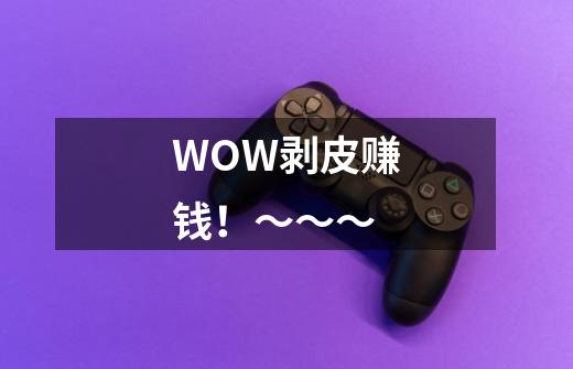 WOW剥皮赚钱！～～～-第1张-游戏信息-龙启网