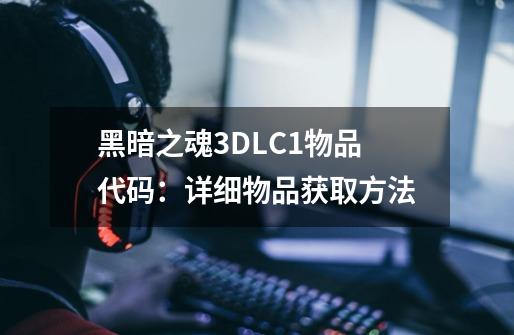 黑暗之魂3DLC1物品代码：详细物品获取方法-第1张-游戏信息-龙启网