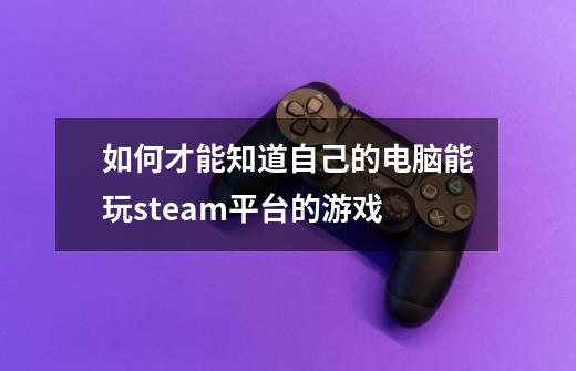 如何才能知道自己的电脑能玩steam平台的游戏-第1张-游戏信息-龙启网