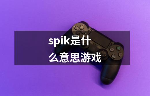 spik是什么意思游戏-第1张-游戏信息-龙启网