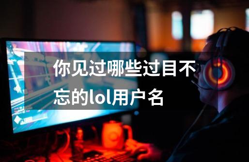 你见过哪些过目不忘的lol用户名-第1张-游戏信息-龙启网