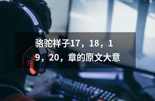 骆驼祥子17，18，19，20，章的原文大意-第1张-游戏信息-龙启网