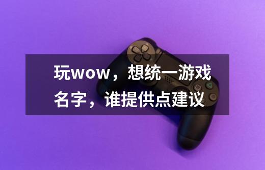 玩wow，想统一游戏名字，谁提供点建议-第1张-游戏信息-龙启网