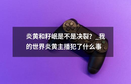 炎黄和籽岷是不是决裂？_我的世界炎黄主播犯了什么事-第1张-游戏信息-龙启网