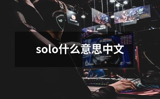 solo什么意思中文-第1张-游戏信息-龙启网