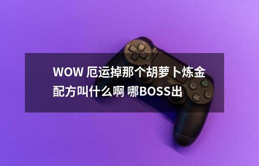 WOW 厄运掉那个胡萝卜炼金配方叫什么啊 哪BOSS出-第1张-游戏信息-龙启网