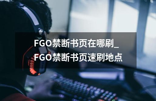 FGO禁断书页在哪刷_FGO禁断书页速刷地点-第1张-游戏信息-龙启网