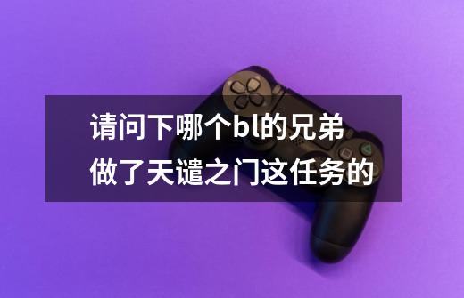 请问下哪个bl的兄弟做了天谴之门这任务的-第1张-游戏信息-龙启网