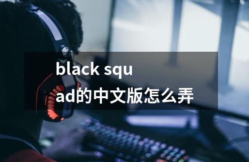 black squad的中文版怎么弄-第1张-游戏信息-龙启网