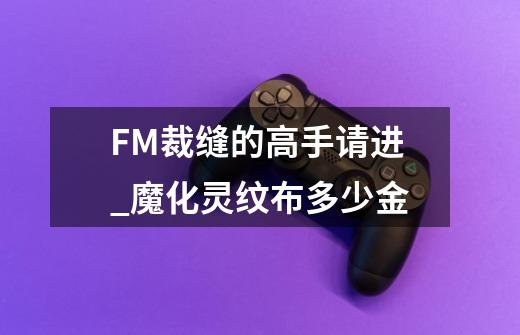 FM+裁缝的高手请进_魔化灵纹布多少金-第1张-游戏信息-龙启网