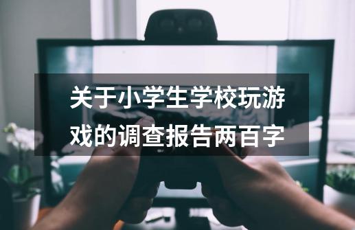 关于小学生学校玩游戏的调查报告两百字-第1张-游戏信息-龙启网