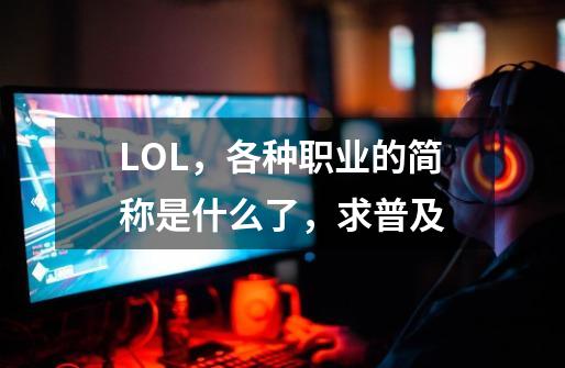 LOL，各种职业的简称是什么了，求普及-第1张-游戏信息-龙启网