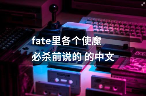 fate里各个使魔必杀前说的 的中文-第1张-游戏信息-龙启网