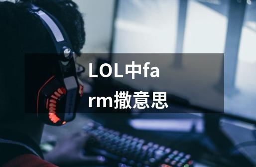 LOL中farm撒意思-第1张-游戏信息-龙启网