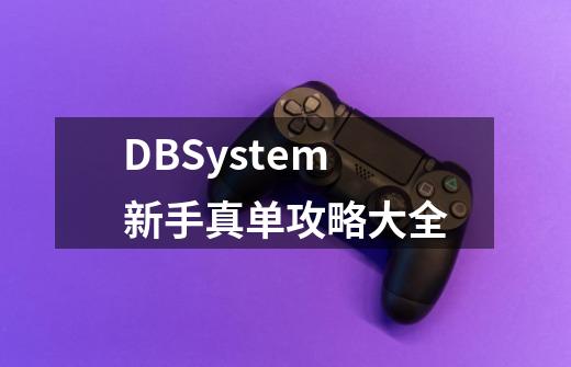 DBSystem新手真单攻略大全-第1张-游戏信息-龙启网