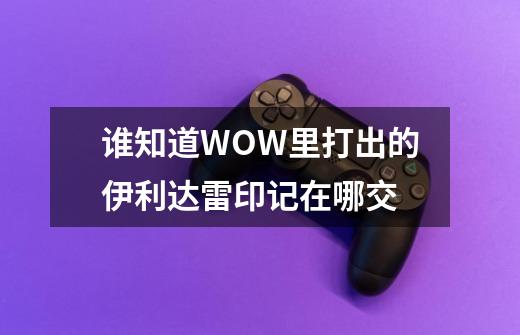 谁知道WOW里打出的伊利达雷印记在哪交-第1张-游戏信息-龙启网